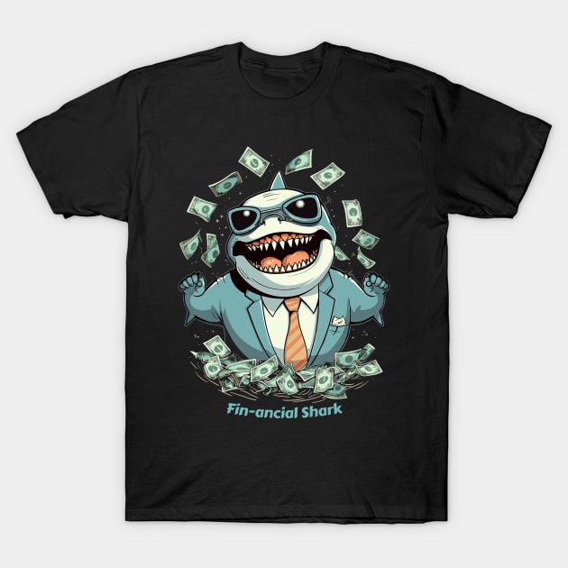 Fin-ancial Shark | Shark Fan Tee T-Shirt by Indigo Lake